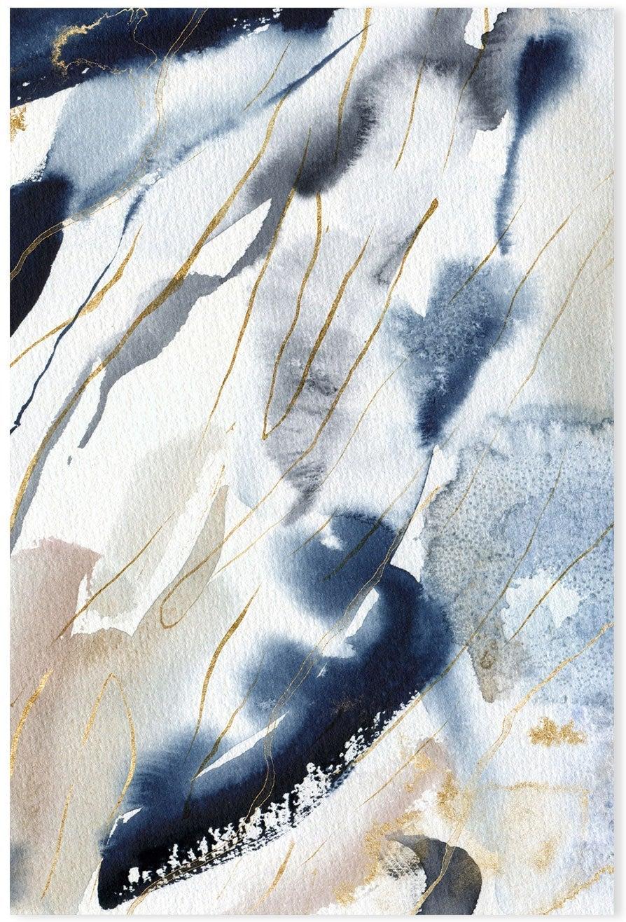 wall-art-print-canvas-poster-framed-Gold And Navy Watercolour, Style B-GIOIA-WALL-ART