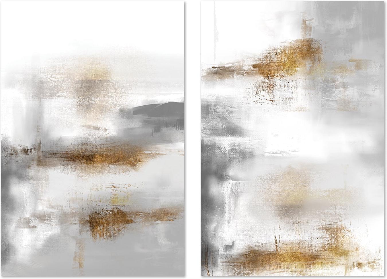 wall-art-print-canvas-poster-framed-Gold and Silver, Style A & B, Set of 2-GIOIA-WALL-ART