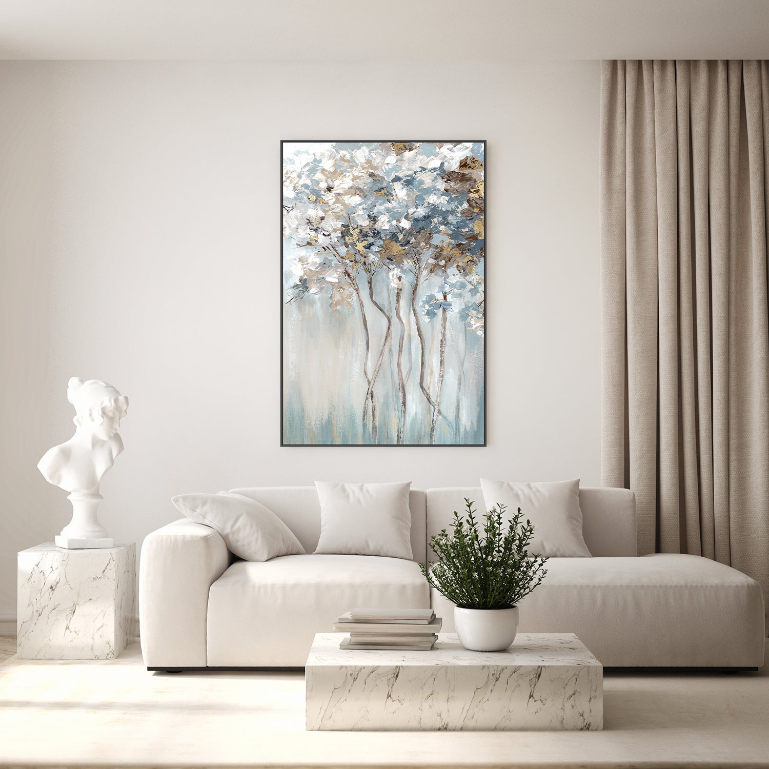 wall-art-print-canvas-poster-framed-Golden Blue Forest-7