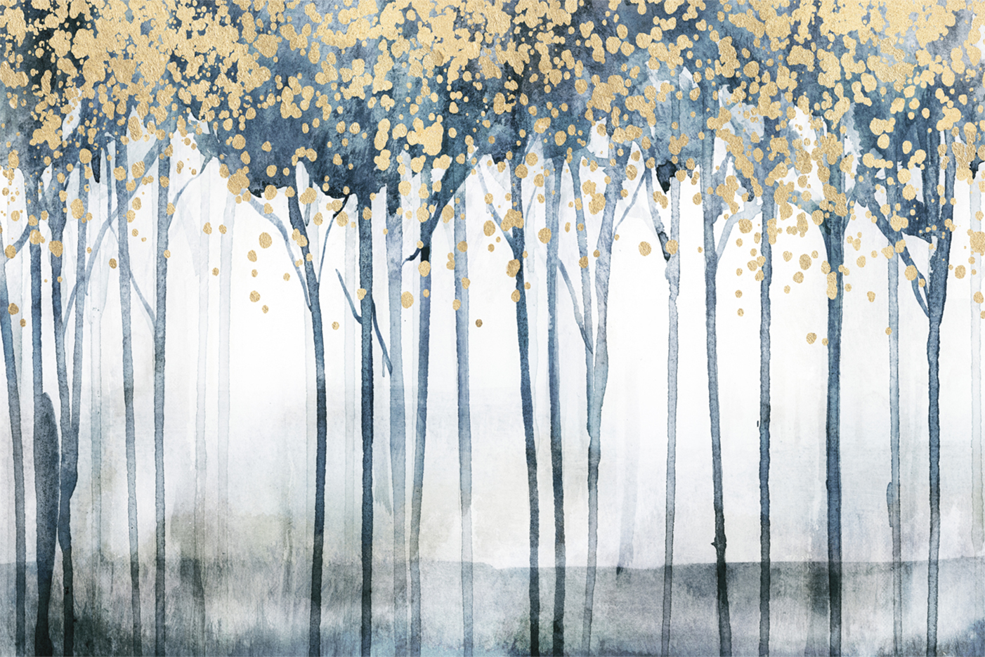 wall-art-print-canvas-poster-framed-Golden Blue Trees, Style B , By Nina Blue-1