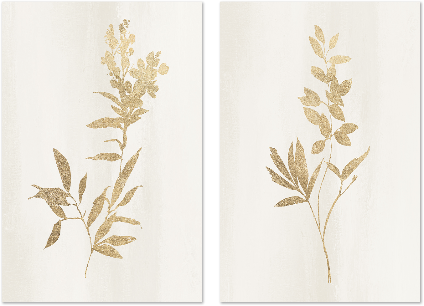 wall-art-print-canvas-poster-framed-Golden Botanical, Style A & B, Set of 2 , By Nina Blue-1