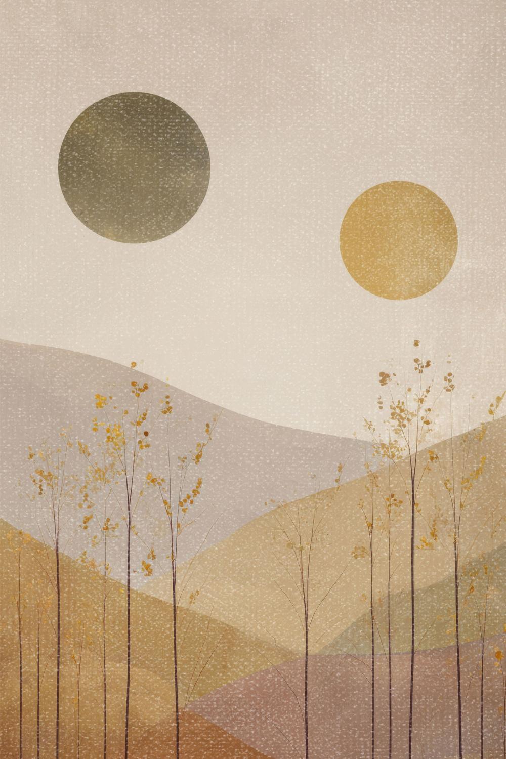 wall-art-print-canvas-poster-framed-Golden Suns Layered Landscape-1