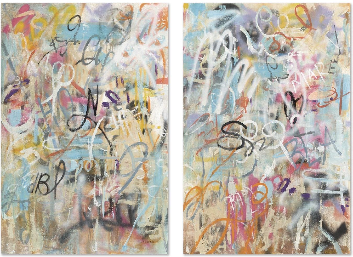 wall-art-print-canvas-poster-framed-Graffiti Love, Style A & B, Set Of 2 , By Danhui Nai-GIOIA-WALL-ART
