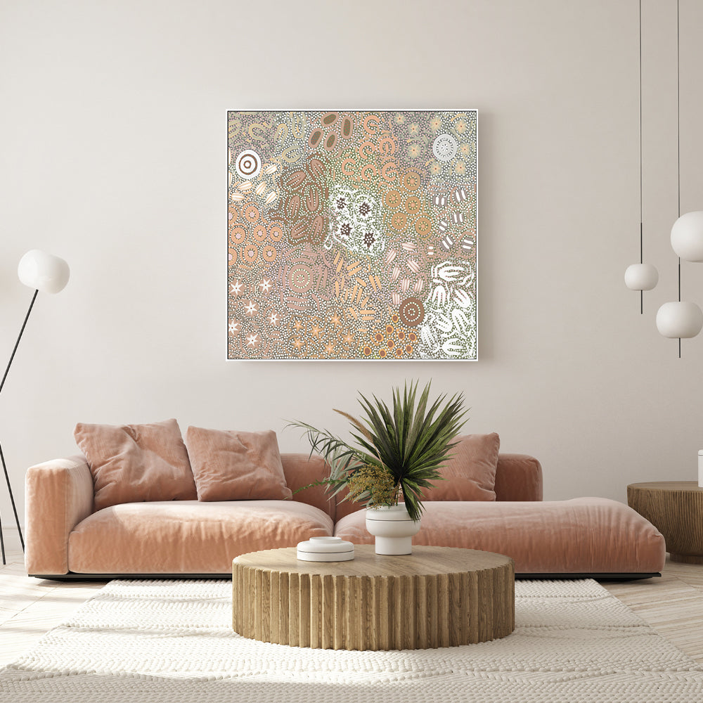wall-art-print-canvas-poster-framed-Grandmothers Country, Green and Peach Pastel Colour , By Azeza Possum-7