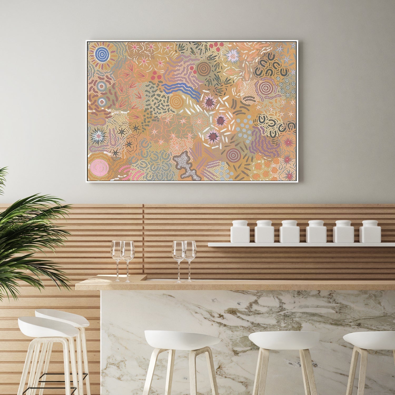wall-art-print-canvas-poster-framed-Grandmother's Country, Style D-by-Michelle Possum Nungurrayi-Gioia Wall Art