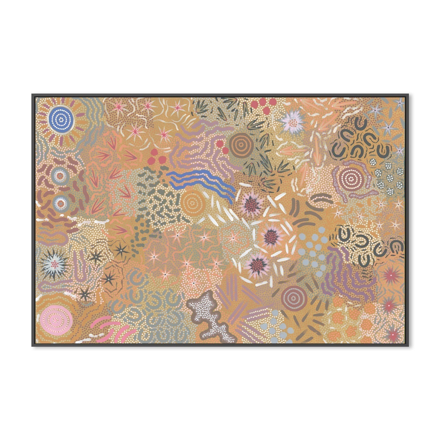 wall-art-print-canvas-poster-framed-Grandmother's Country, Style D-by-Michelle Possum Nungurrayi-Gioia Wall Art