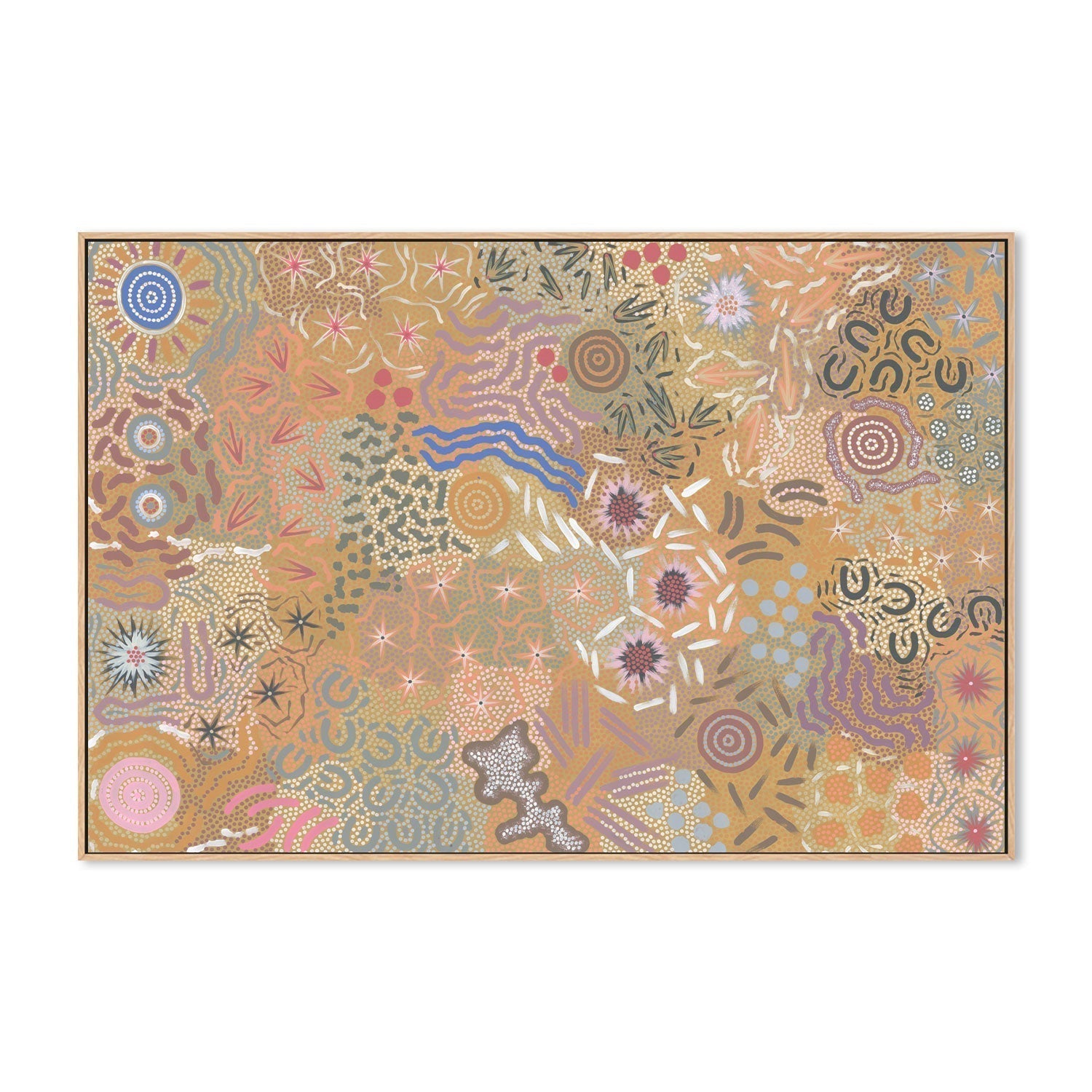 wall-art-print-canvas-poster-framed-Grandmother's Country, Style D-by-Michelle Possum Nungurrayi-Gioia Wall Art