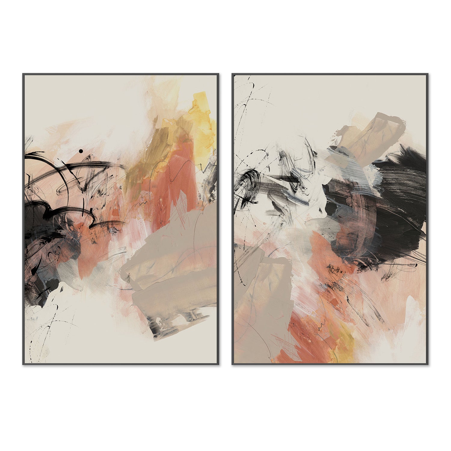 wall-art-print-canvas-poster-framed-Grapefruit, Style A & B, Set Of 2-3