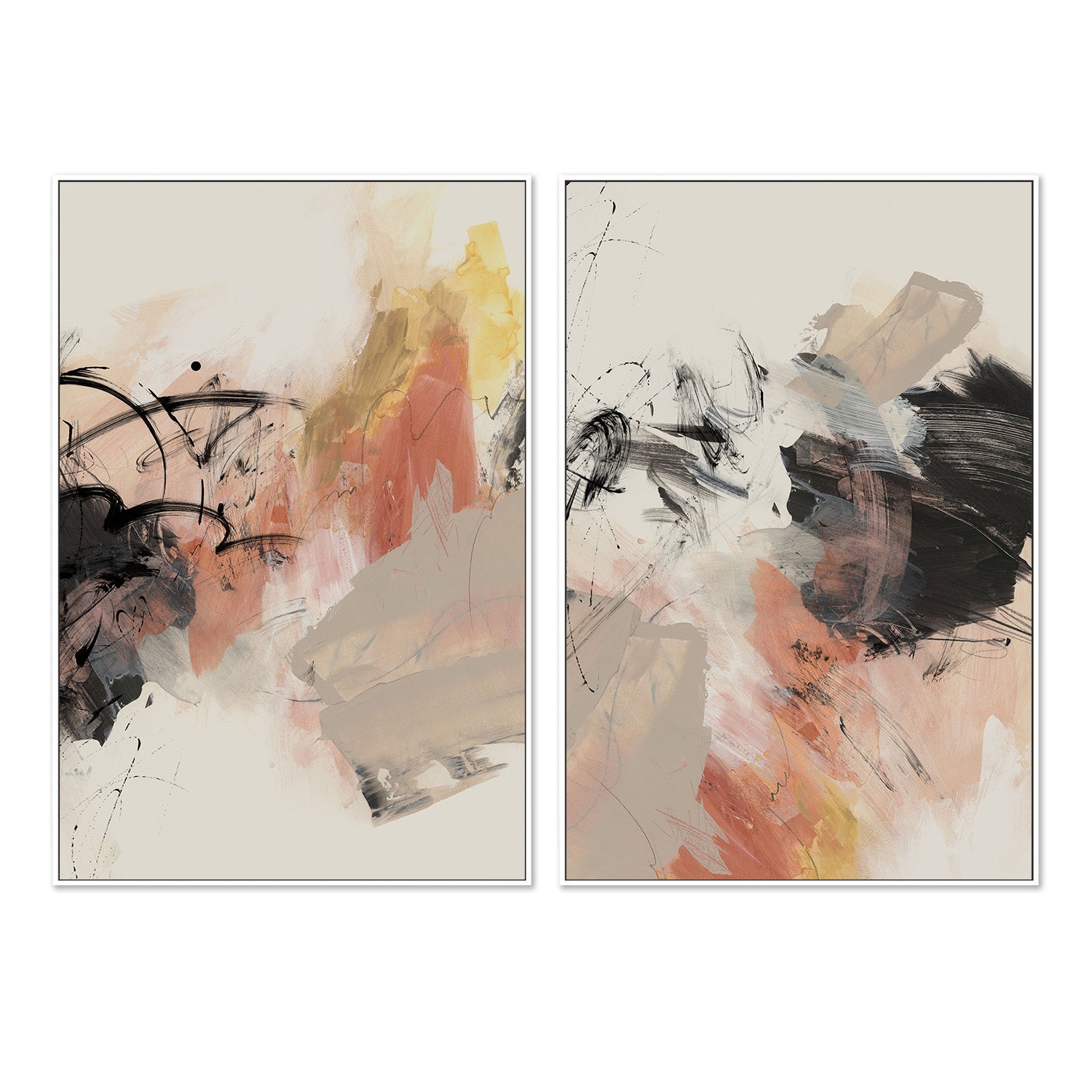 wall-art-print-canvas-poster-framed-Grapefruit, Style A & B, Set Of 2-5