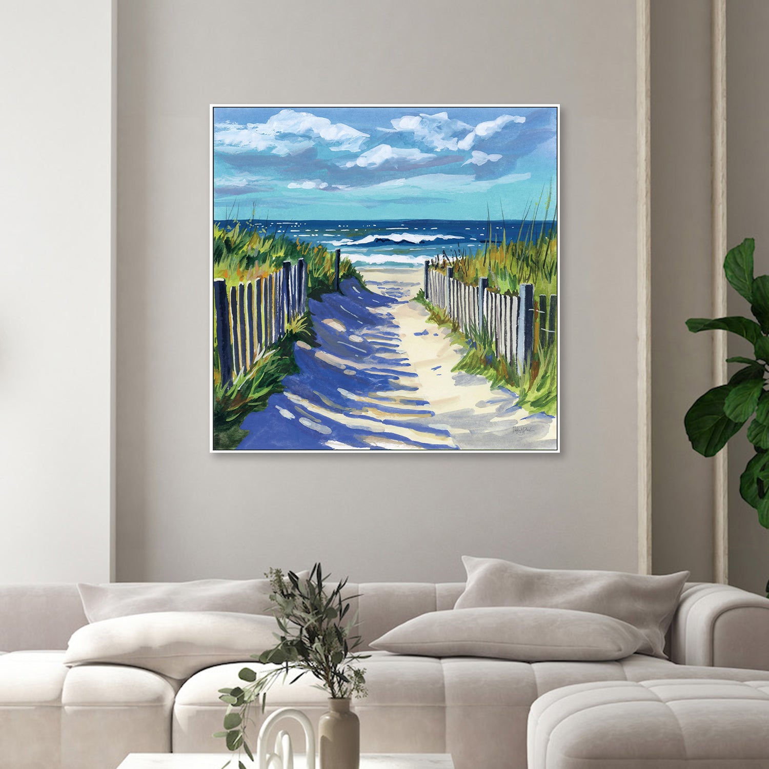 wall-art-print-canvas-poster-framed-Grassy Path To The Beach, Style A-2