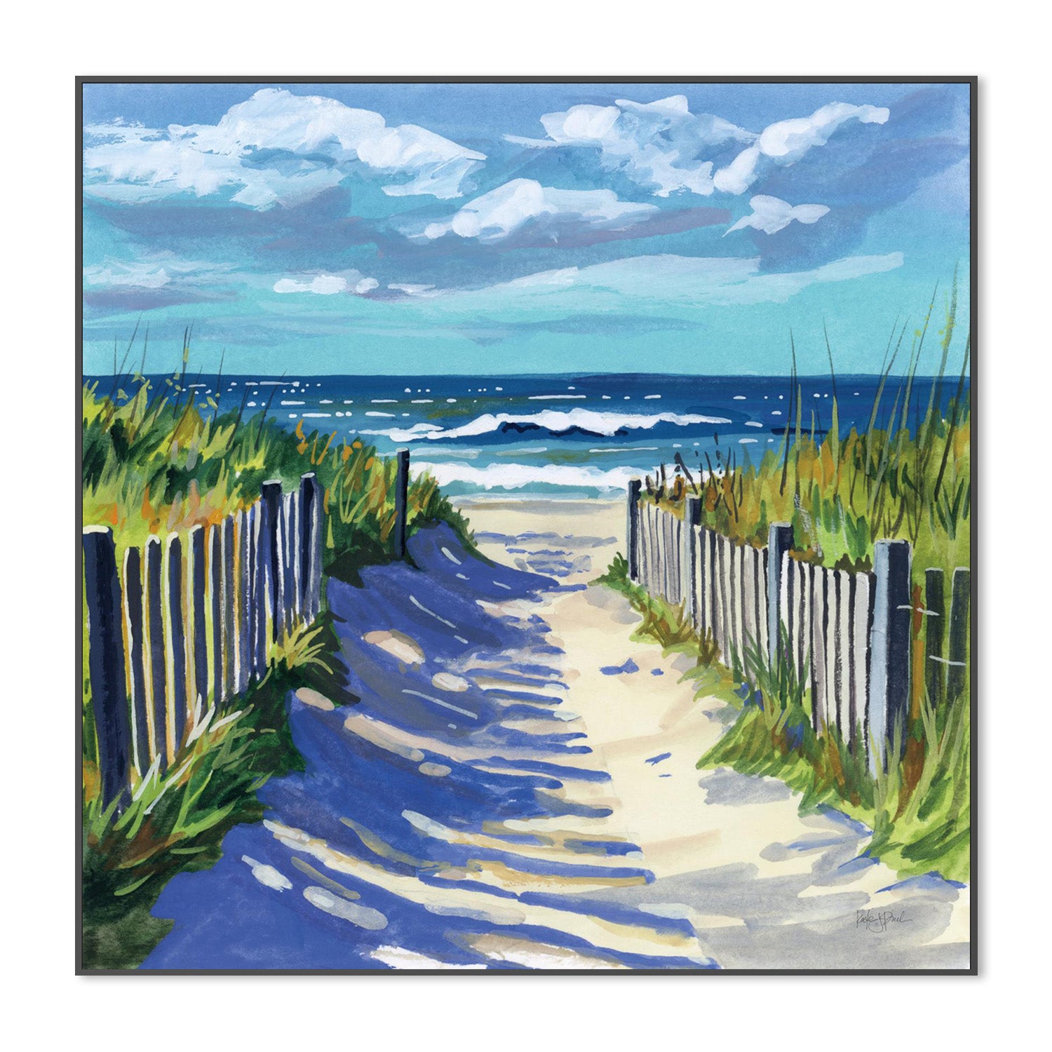 wall-art-print-canvas-poster-framed-Grassy Path To The Beach, Style A-3