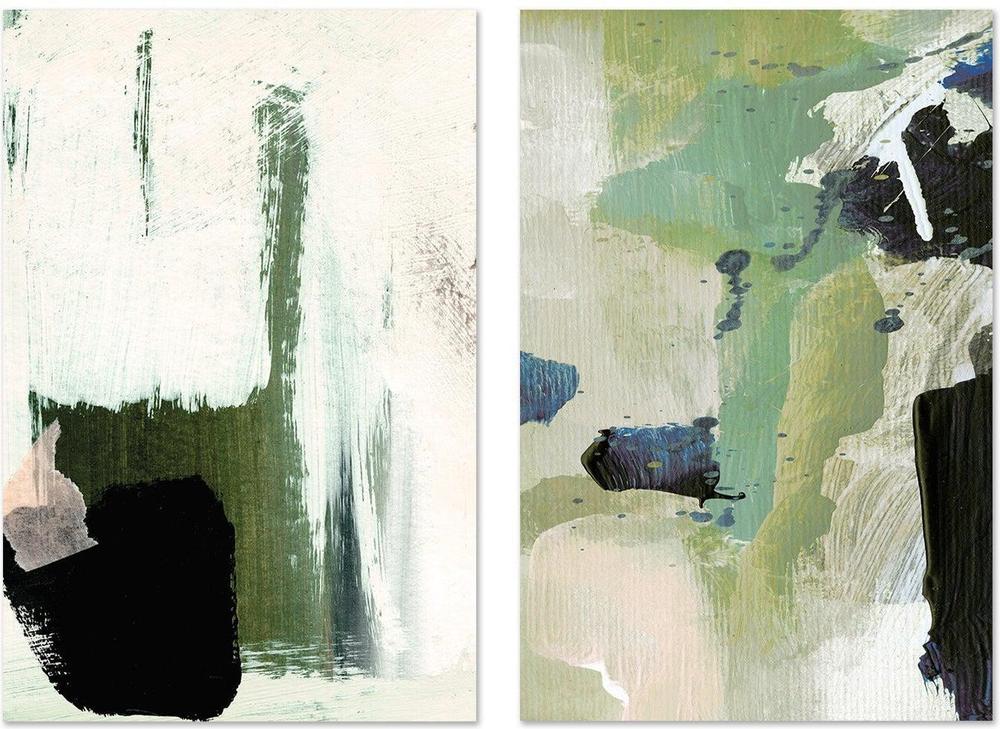 wall-art-print-canvas-poster-framed-Green Abstract Minimal, Set Of 2 , By Dan Hobday-by-Dan Hobday-Gioia Wall Art