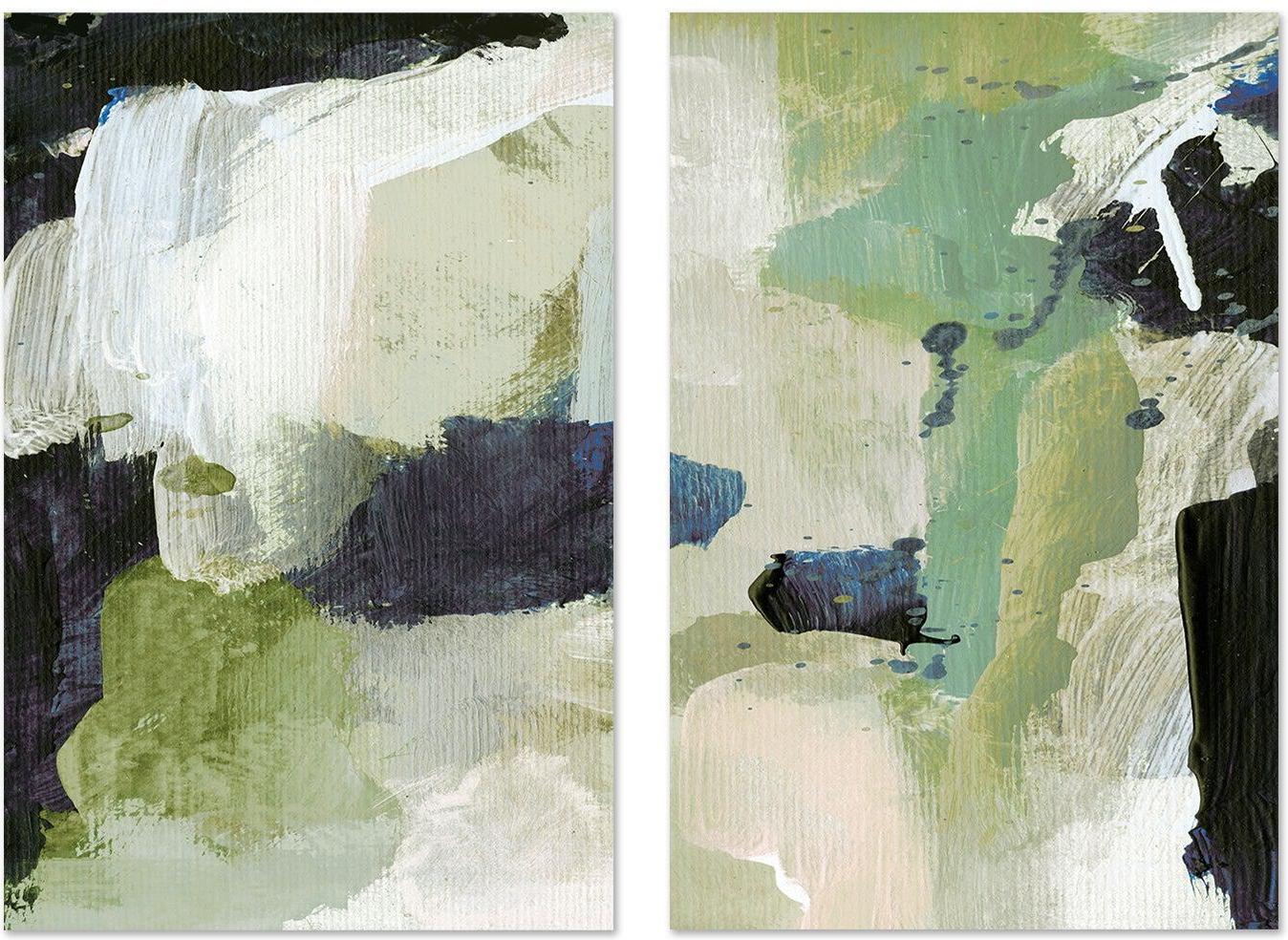 wall-art-print-canvas-poster-framed-Green Abstract, Set Of 2 , By Dan Hobday-by-Dan Hobday-Gioia Wall Art