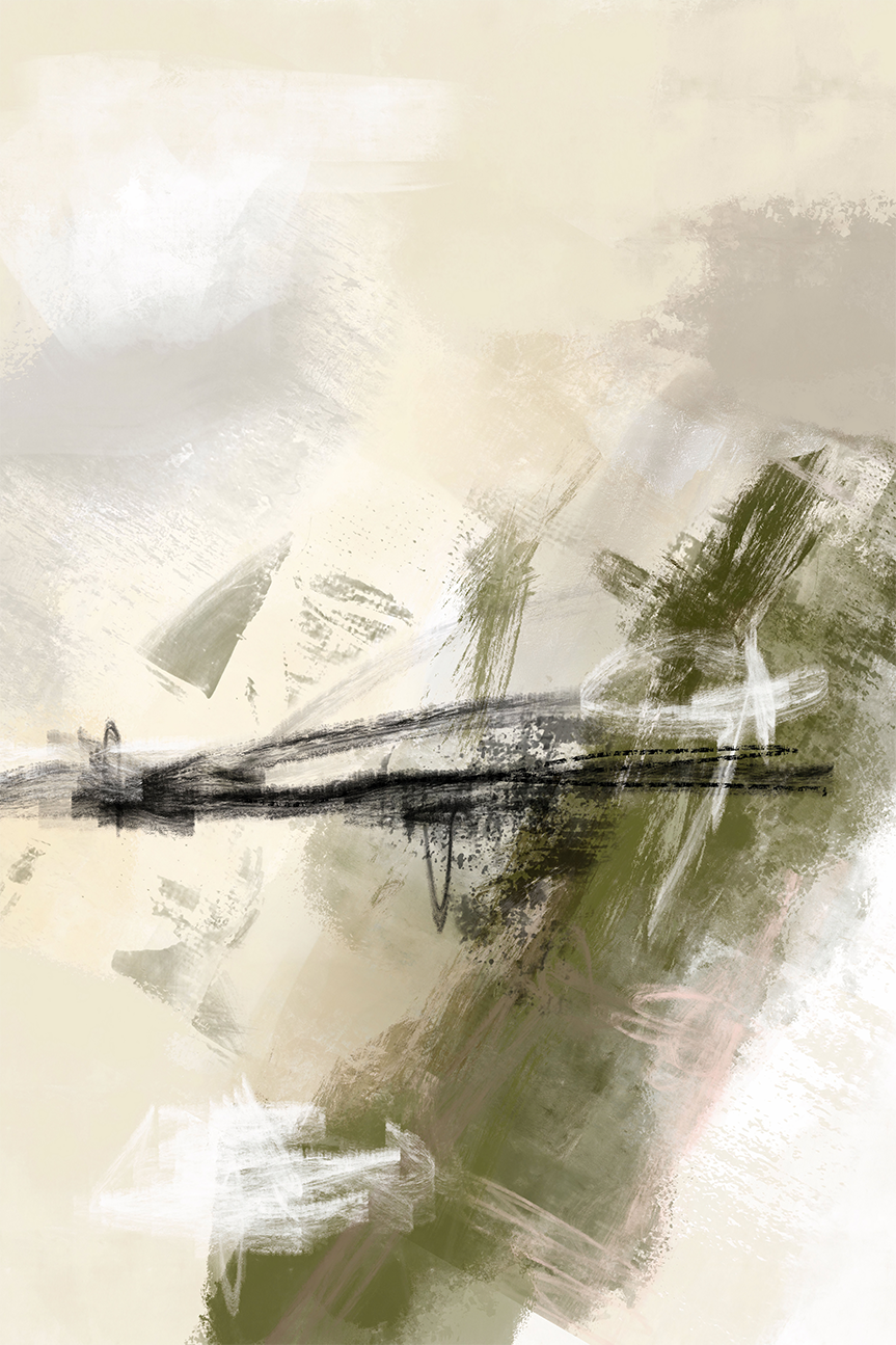 wall-art-print-canvas-poster-framed-Green And Beige, Style B , By Karine Tonial Grimm-1