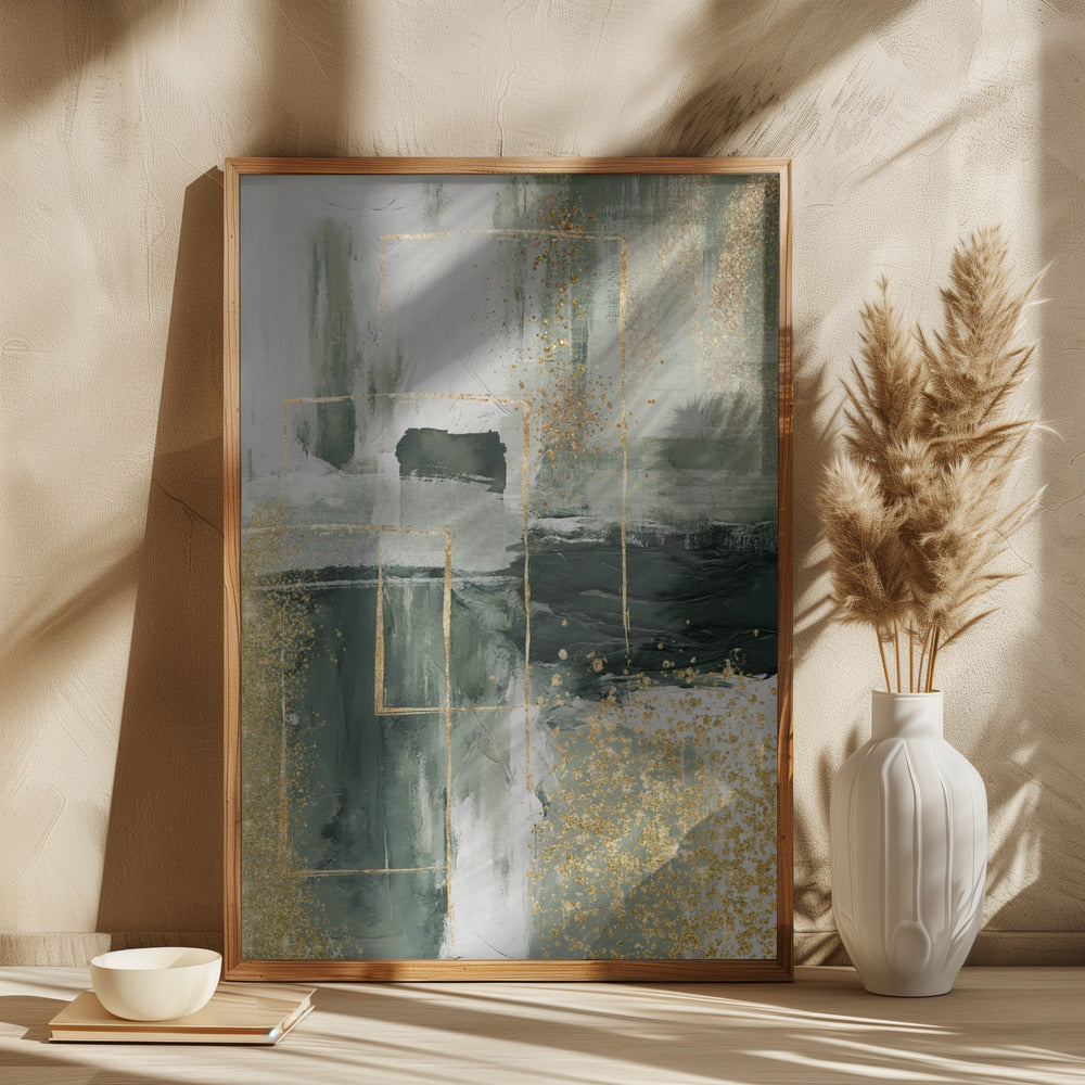 wall-art-print-canvas-poster-framed-Green and Gold Moment 3 , By Sally Ann Moss-2