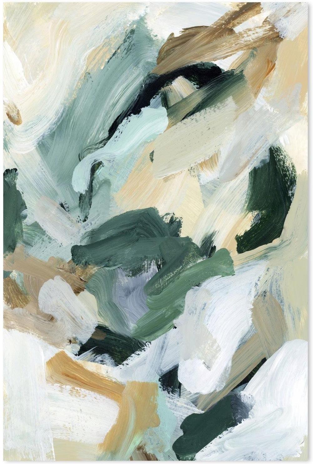 wall-art-print-canvas-poster-framed-Green and Mustard Abstract, Style A-by-Emily Wood-Gioia Wall Art