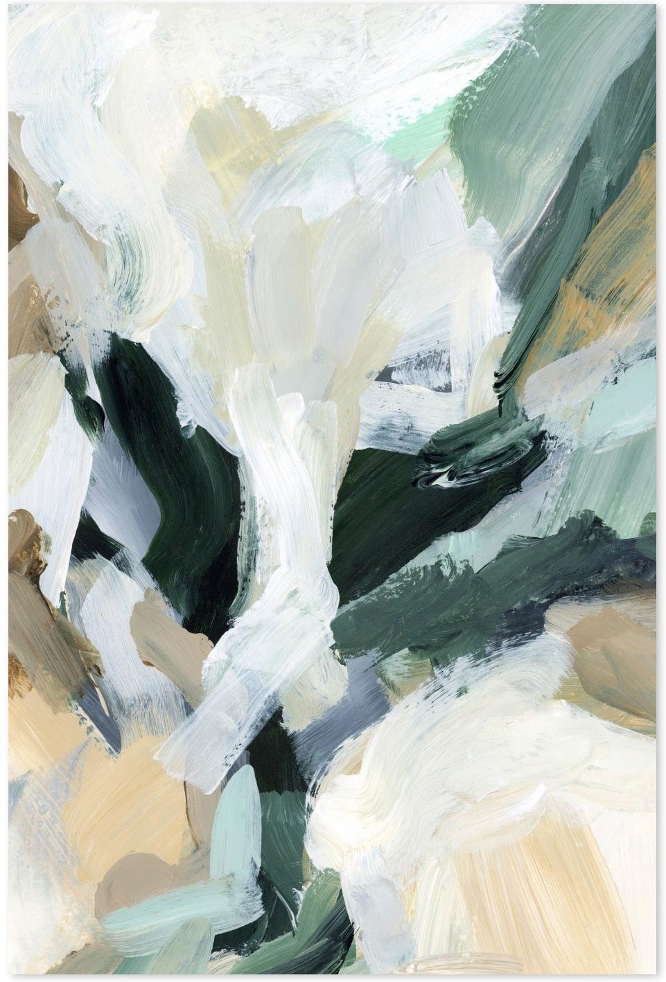 wall-art-print-canvas-poster-framed-Green and Mustard Abstract, Style B-by-Emily Wood-Gioia Wall Art