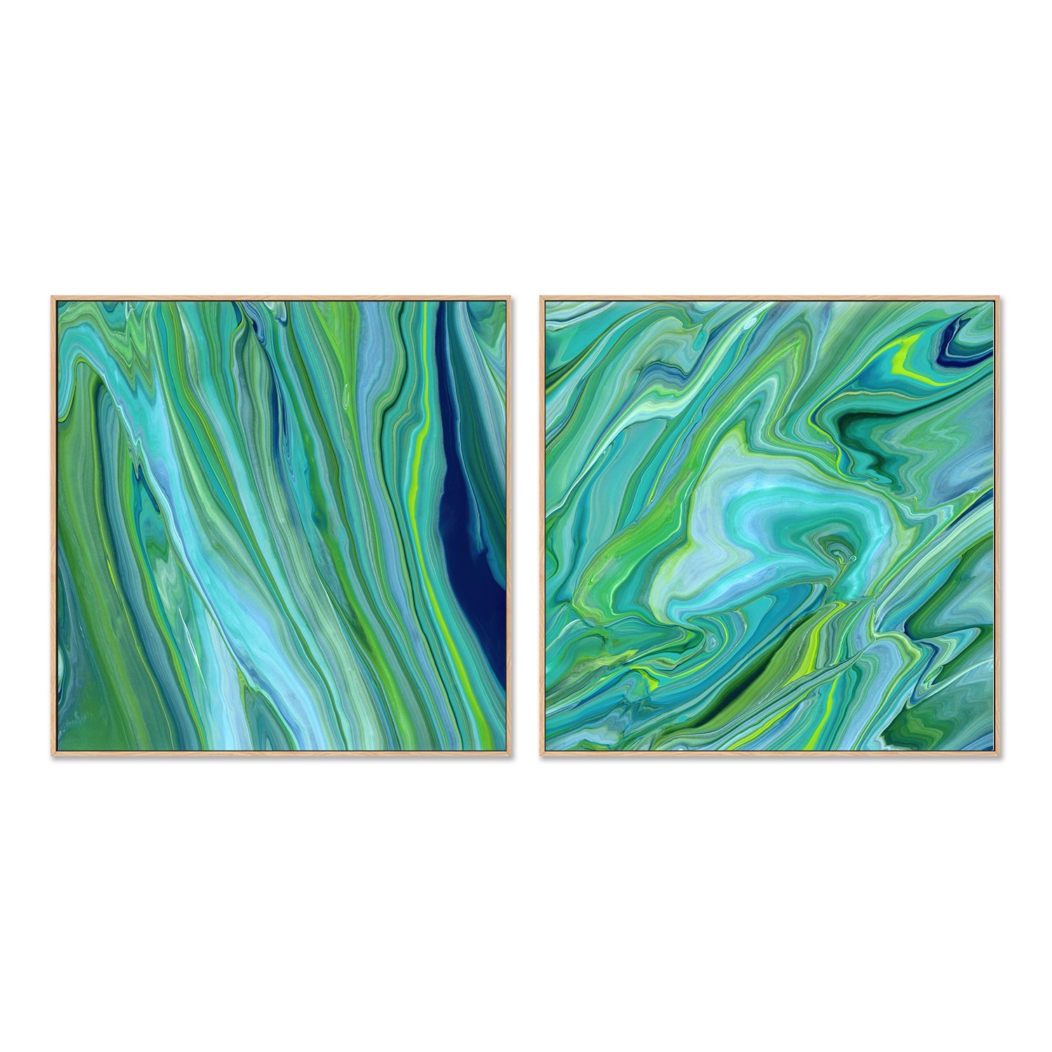 wall-art-print-canvas-poster-framed-Green Blue Marble , Style A & B, Set Of 2 , By Cathy Anderson , By Cathy Anderson-4