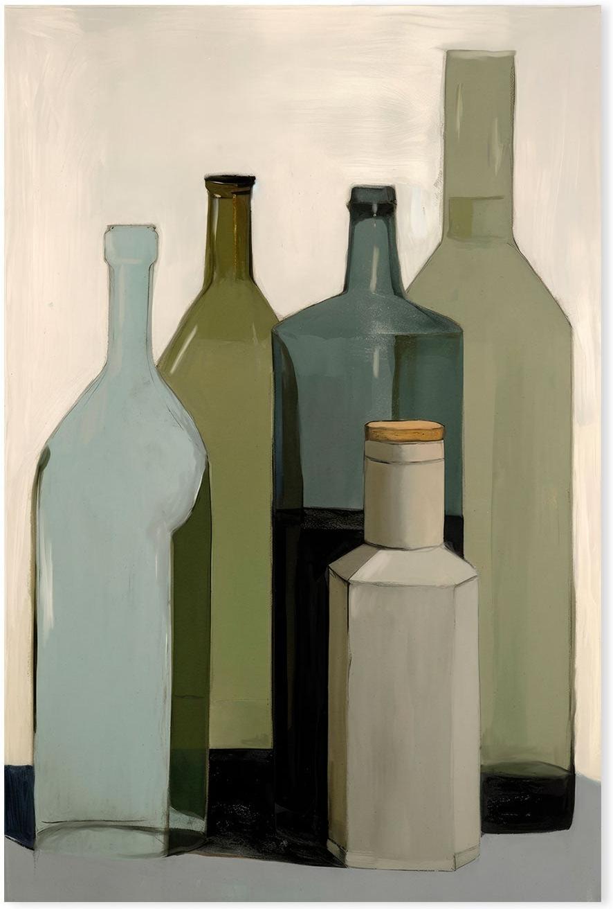 wall-art-print-canvas-poster-framed-Green Bottles , By Treechild-GIOIA-WALL-ART