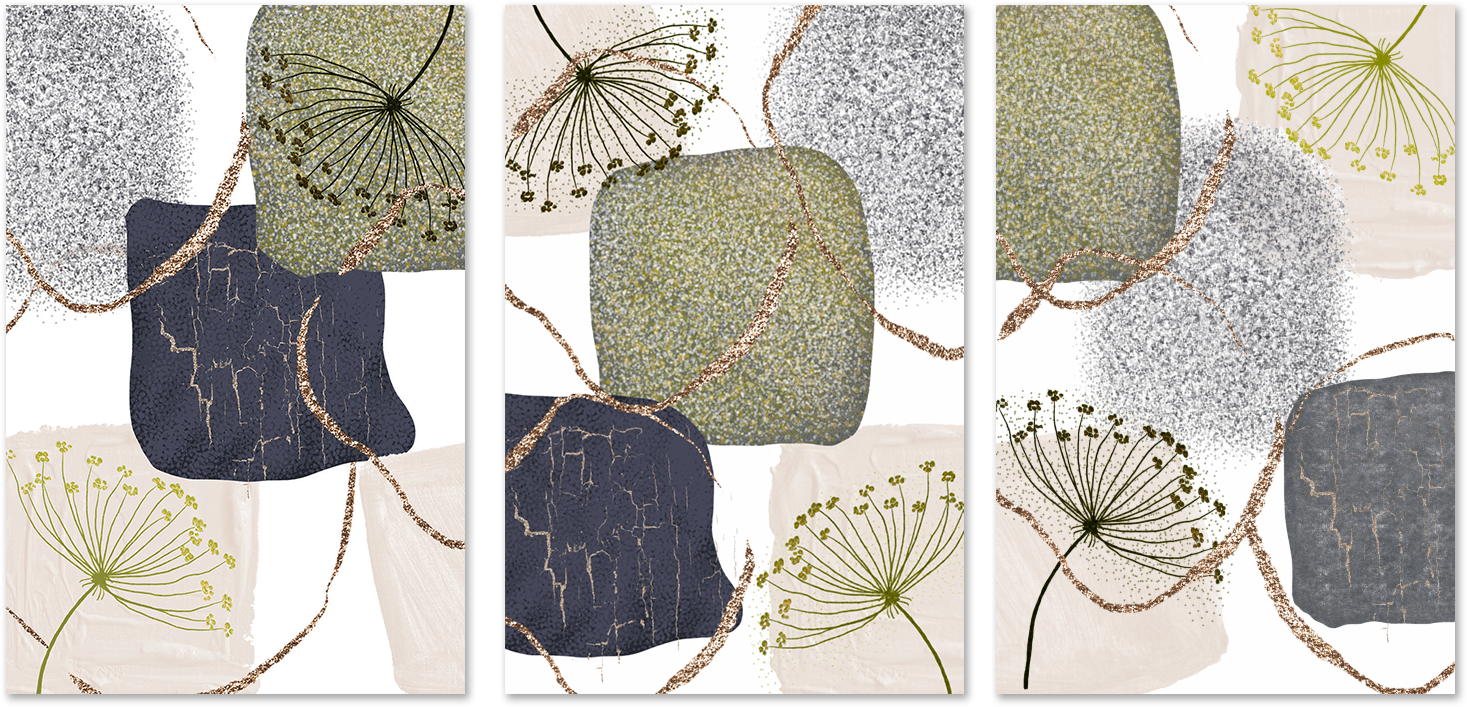 wall-art-print-canvas-poster-framed-Green Grey, Style A, B & C, Set Of 3 , By Sally Ann Moss-GIOIA-WALL-ART