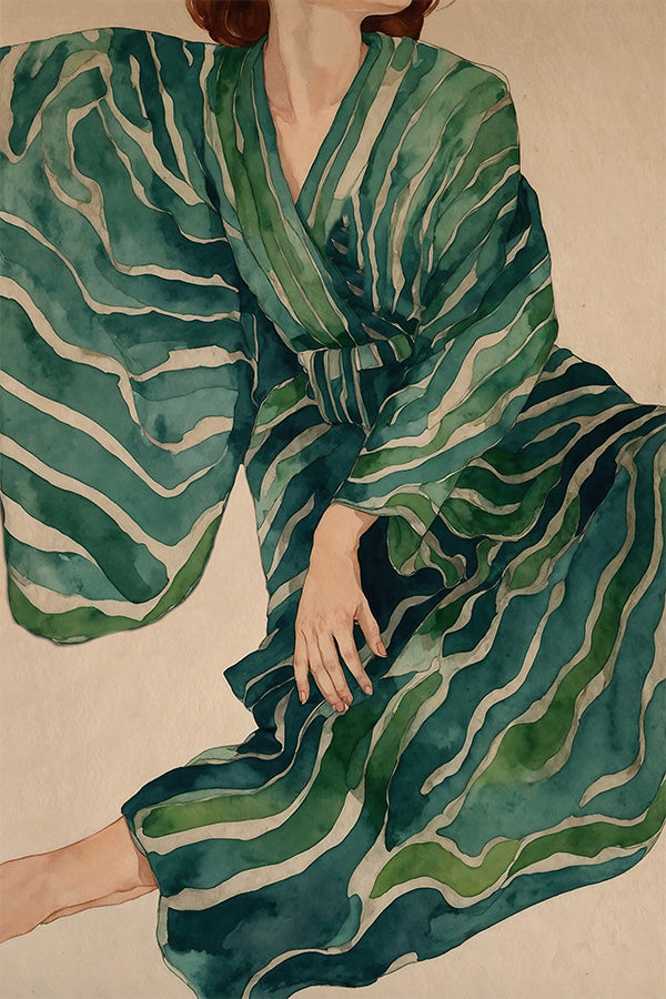 wall-art-print-canvas-poster-framed-Green Kimono Flow-1
