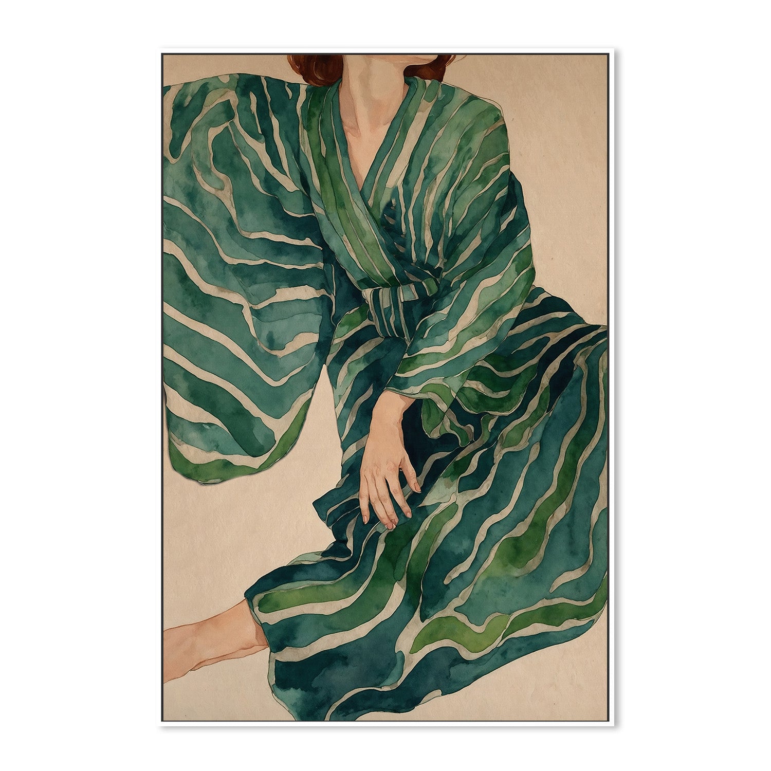 wall-art-print-canvas-poster-framed-Green Kimono Flow-5