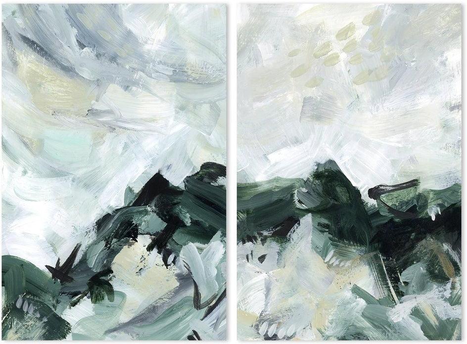 wall-art-print-canvas-poster-framed-Green Mountain, Set Of 2-by-Emily Wood-Gioia Wall Art