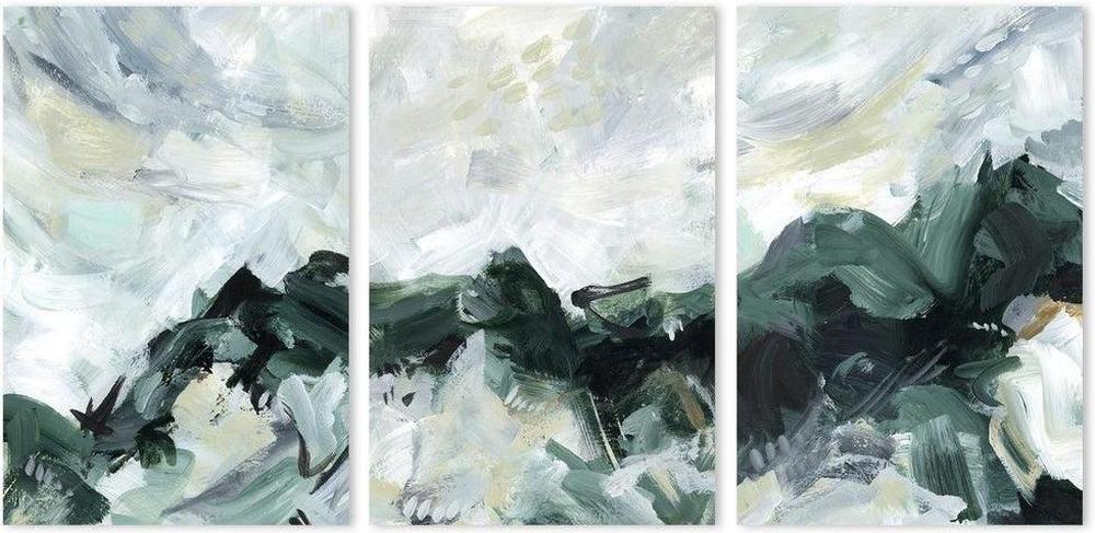 wall-art-print-canvas-poster-framed-Green Mountain, Set Of 3-by-Emily Wood-Gioia Wall Art