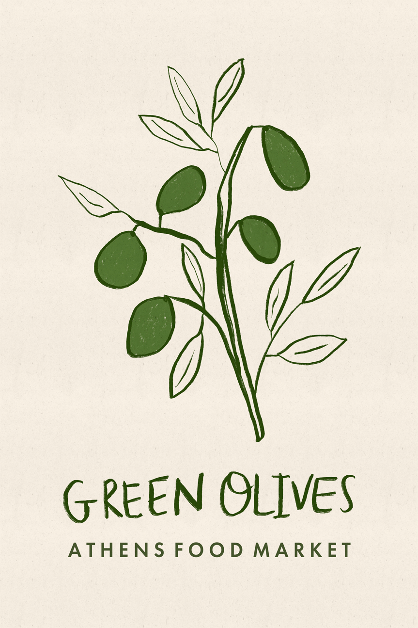 wall-art-print-canvas-poster-framed-Green Olives, Athens Food Market , By Lia Nell-1