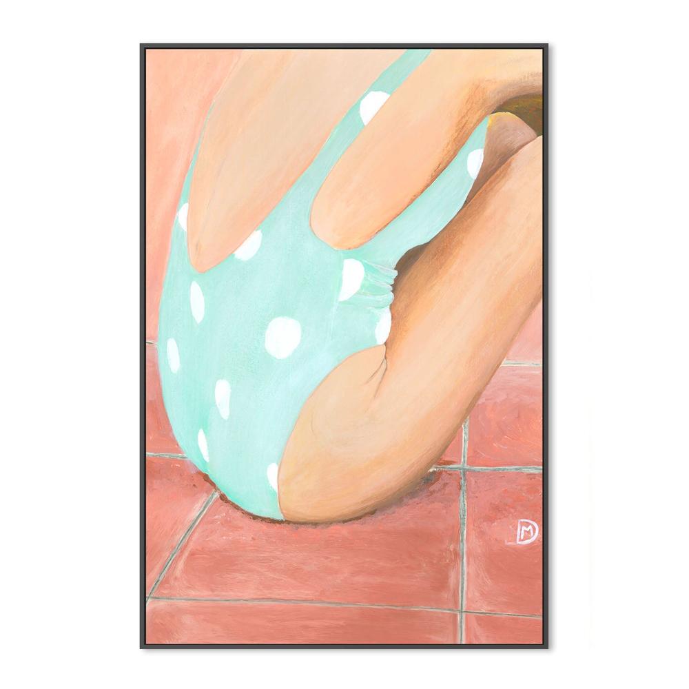 wall-art-print-canvas-poster-framed-Green Polka Dot Swimsuit-3