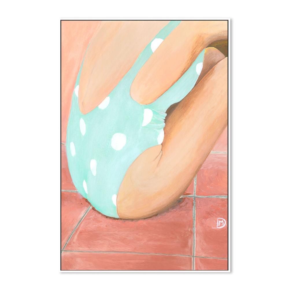 wall-art-print-canvas-poster-framed-Green Polka Dot Swimsuit-5