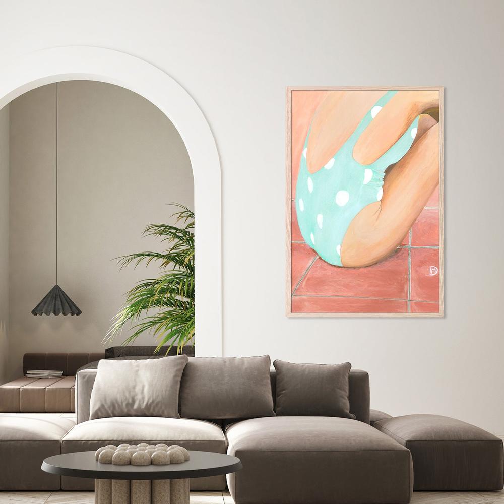 wall-art-print-canvas-poster-framed-Green Polka Dot Swimsuit-8
