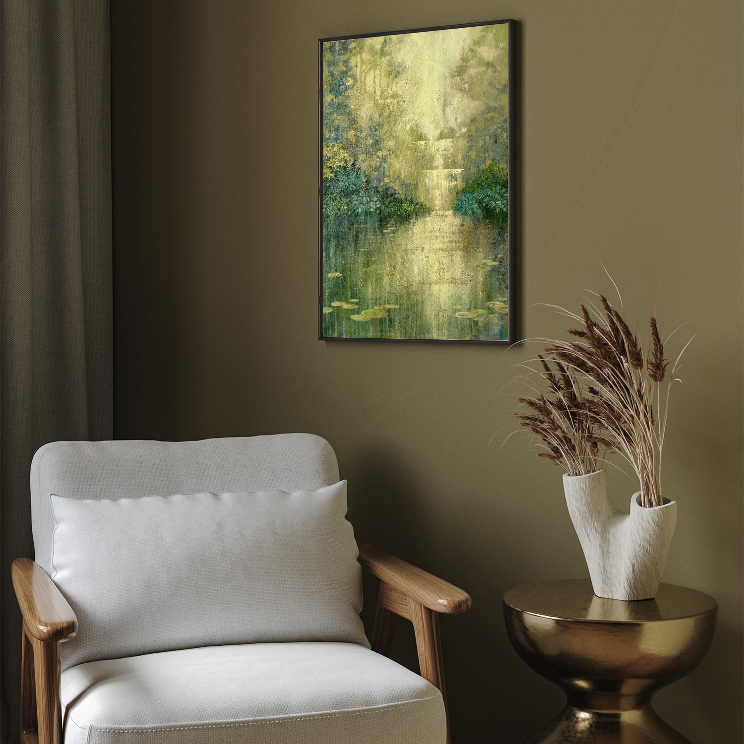 wall-art-print-canvas-poster-framed-Green Pond By The Waterfall , By Ekaterina Prisich-7