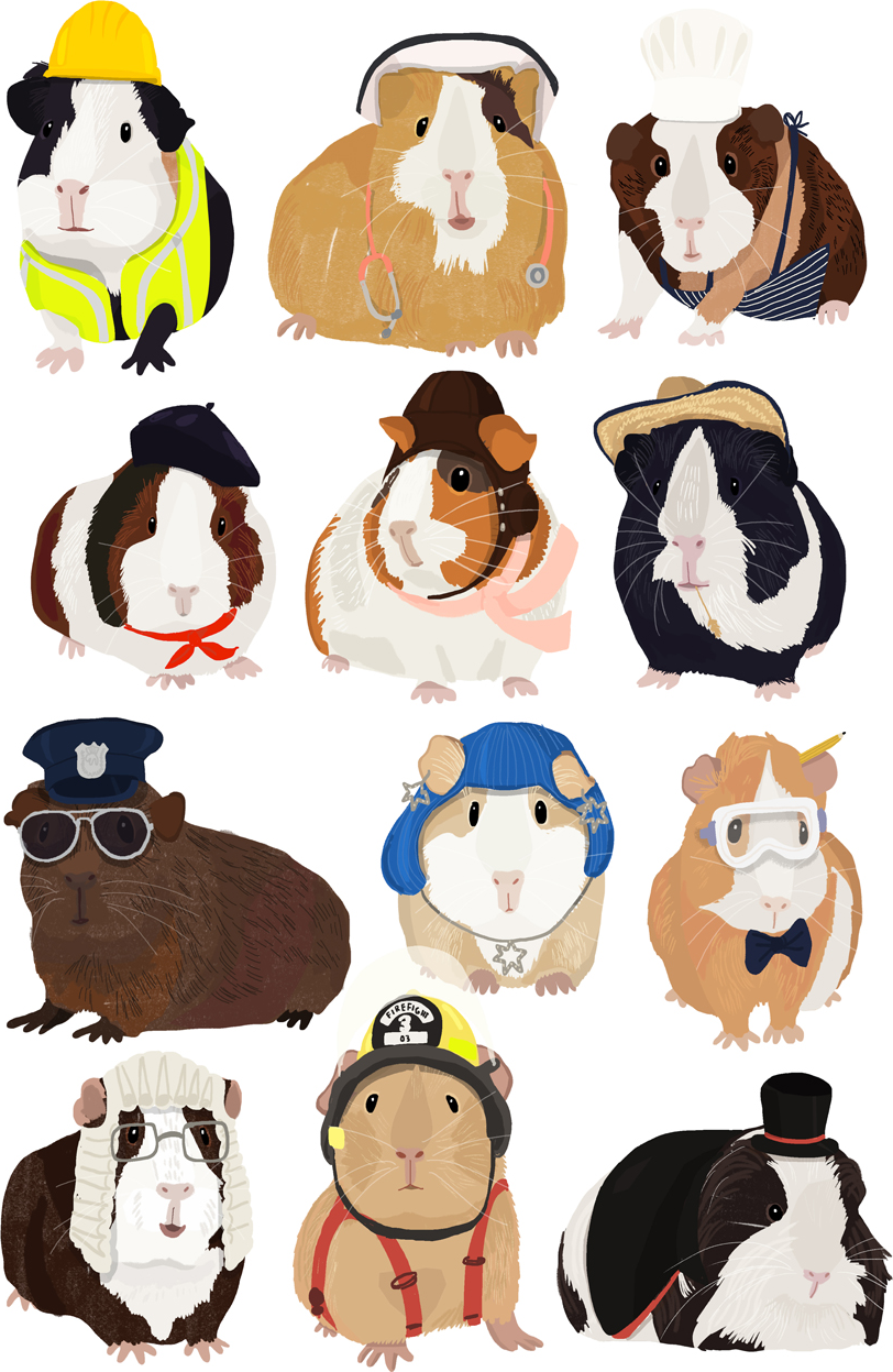 wall-art-print-canvas-poster-framed-Guinea Pig Working, By Hanna Melin-GIOIA-WALL-ART
