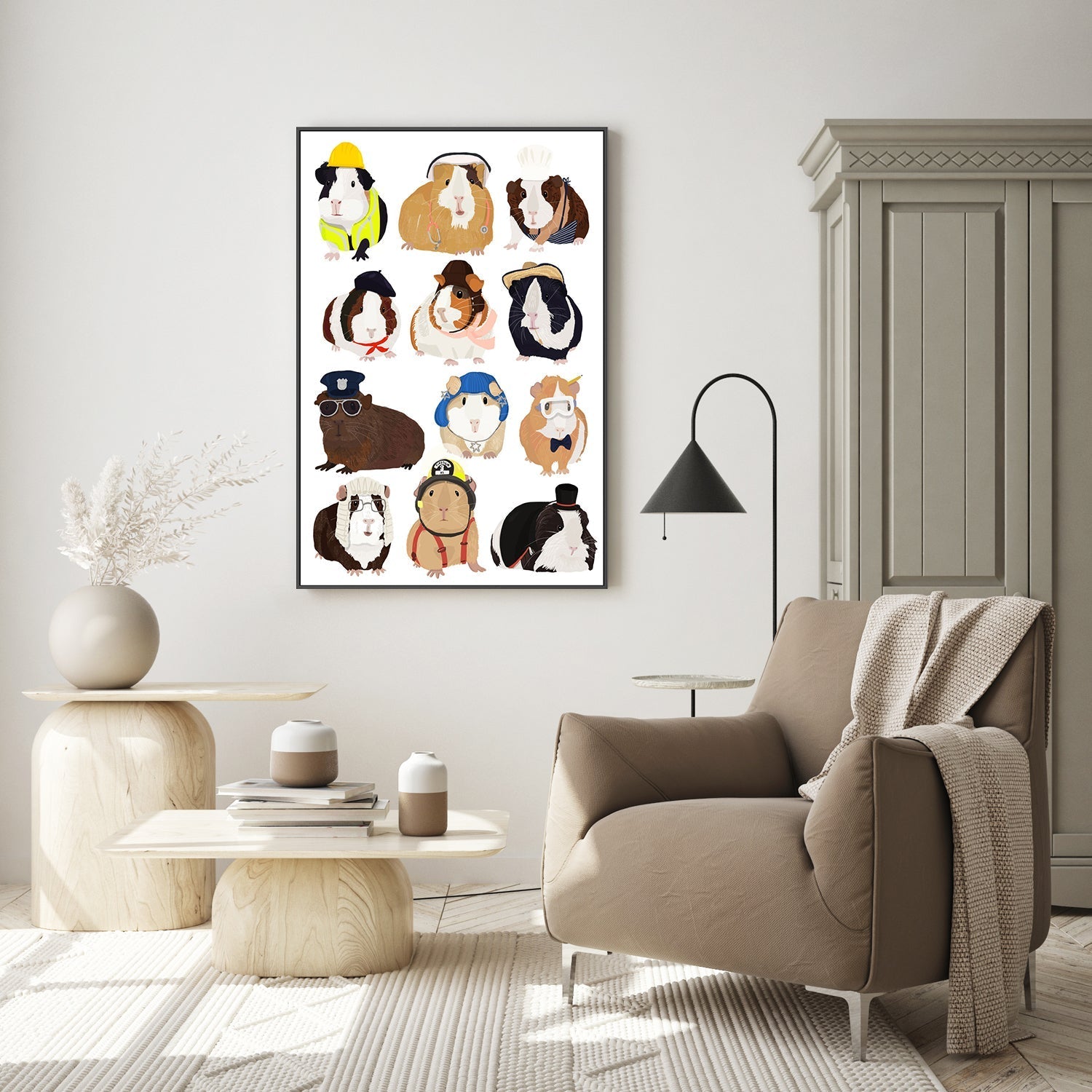 wall-art-print-canvas-poster-framed-Guinea Pig Working, By Hanna Melin-GIOIA-WALL-ART