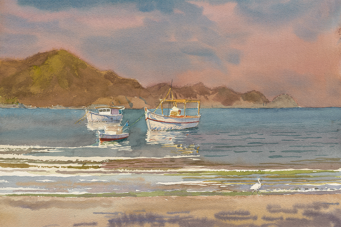 wall-art-print-canvas-poster-framed-Heron and Boats , By David Dallison-1