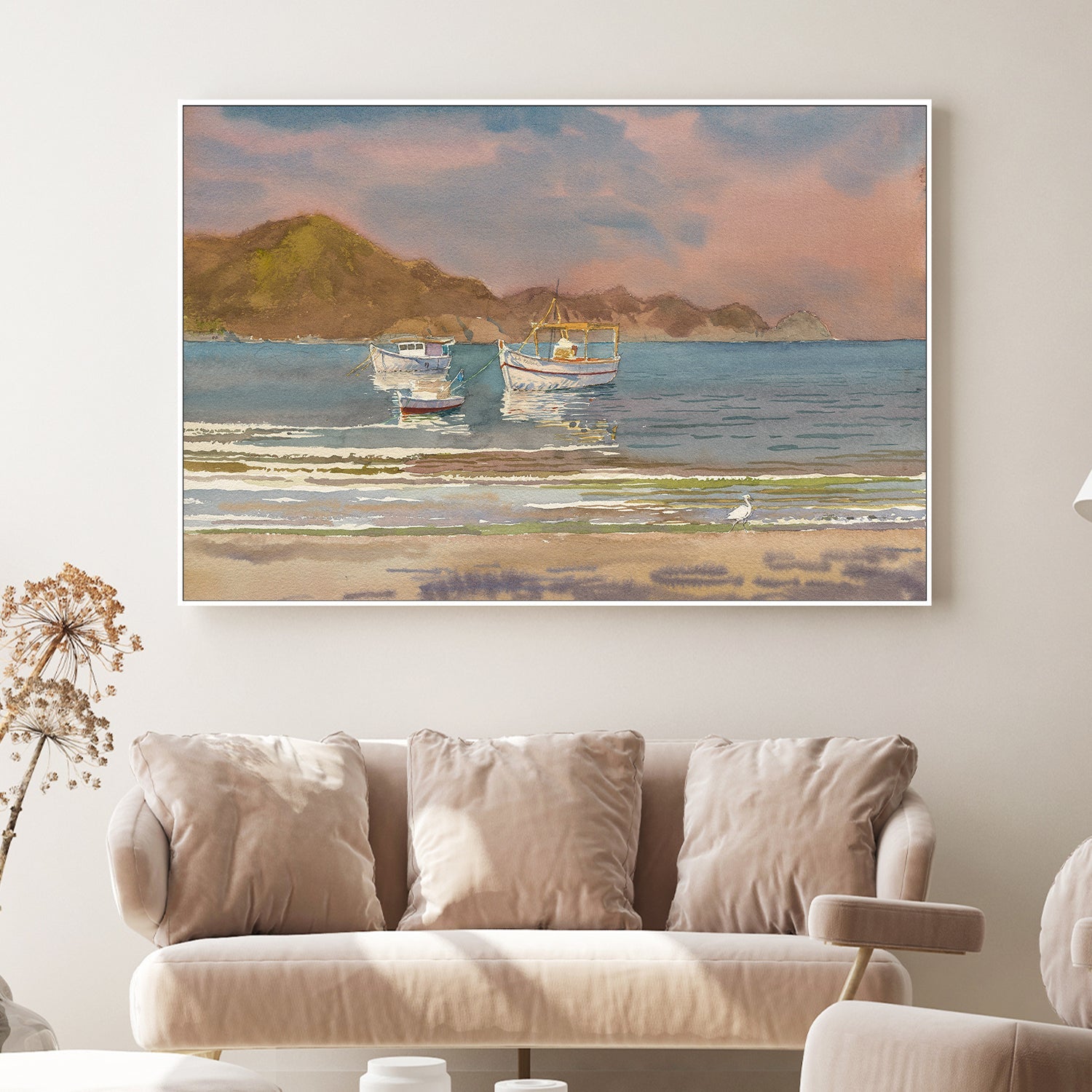 wall-art-print-canvas-poster-framed-Heron and Boats , By David Dallison-2