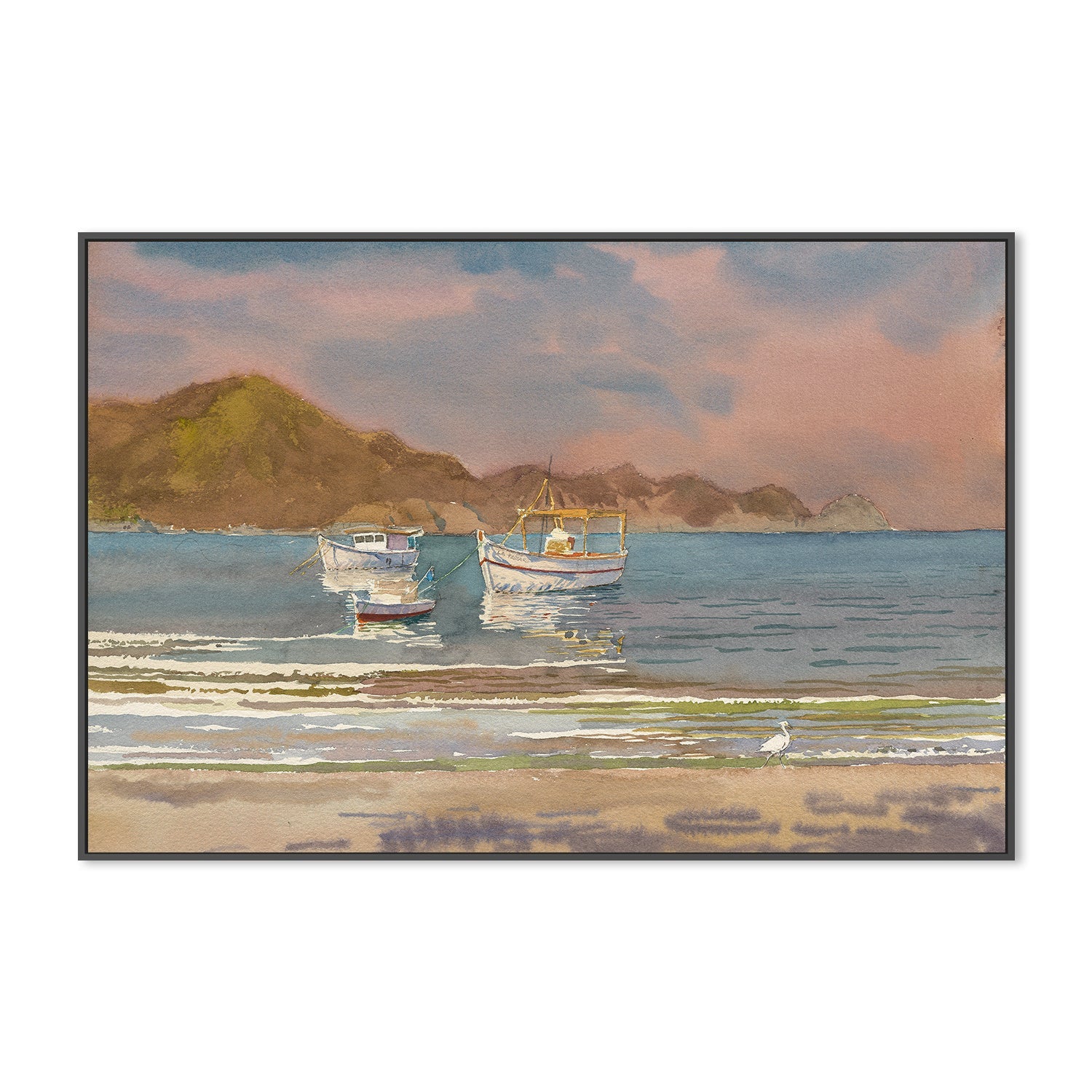 wall-art-print-canvas-poster-framed-Heron and Boats , By David Dallison-3