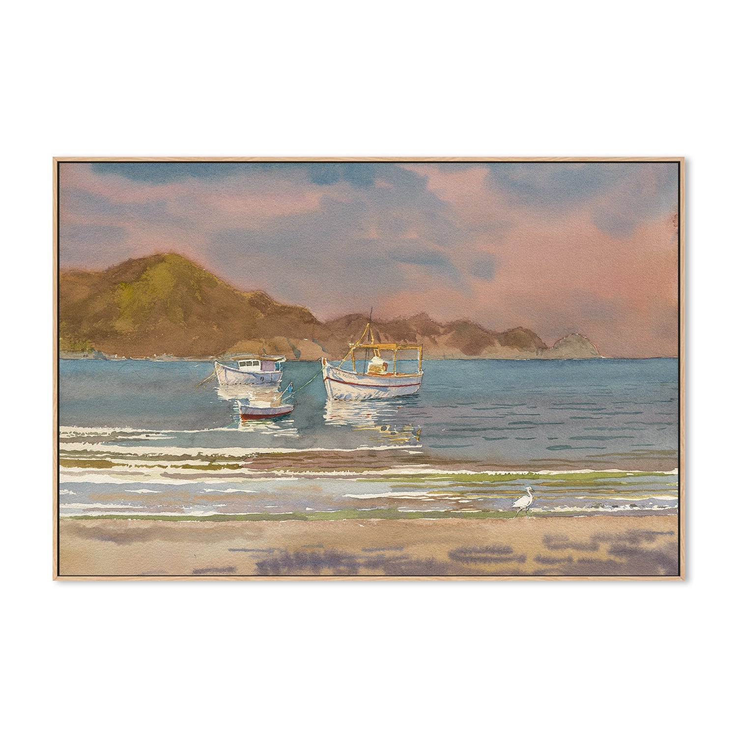 wall-art-print-canvas-poster-framed-Heron and Boats , By David Dallison-4