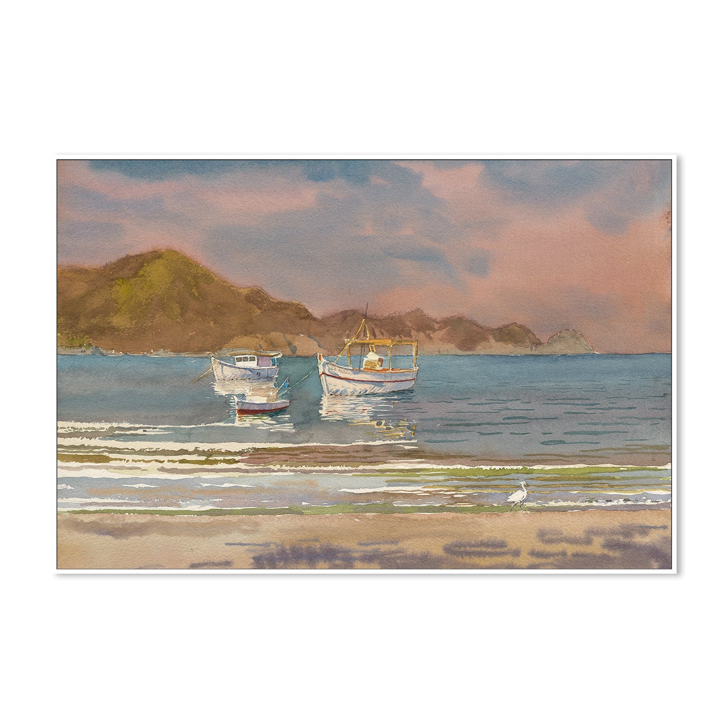 wall-art-print-canvas-poster-framed-Heron and Boats , By David Dallison-5