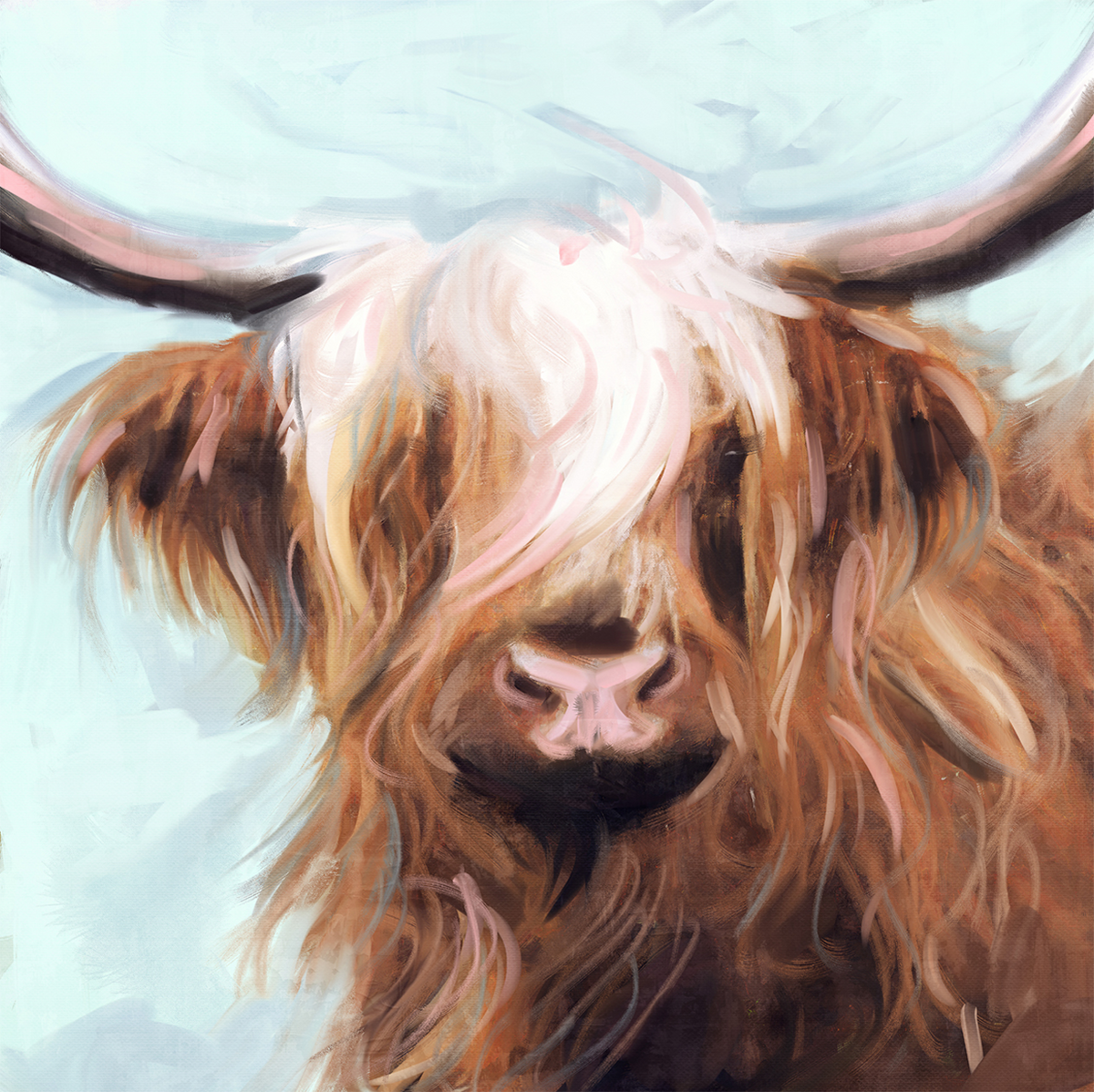 wall-art-print-canvas-poster-framed-Highland Cow , By Nina Blue-1