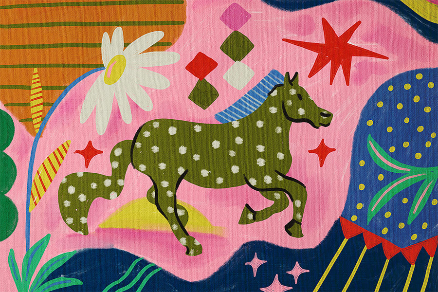 wall-art-print-canvas-poster-framed-Horse With Geometric , By Kartika Paramita-1