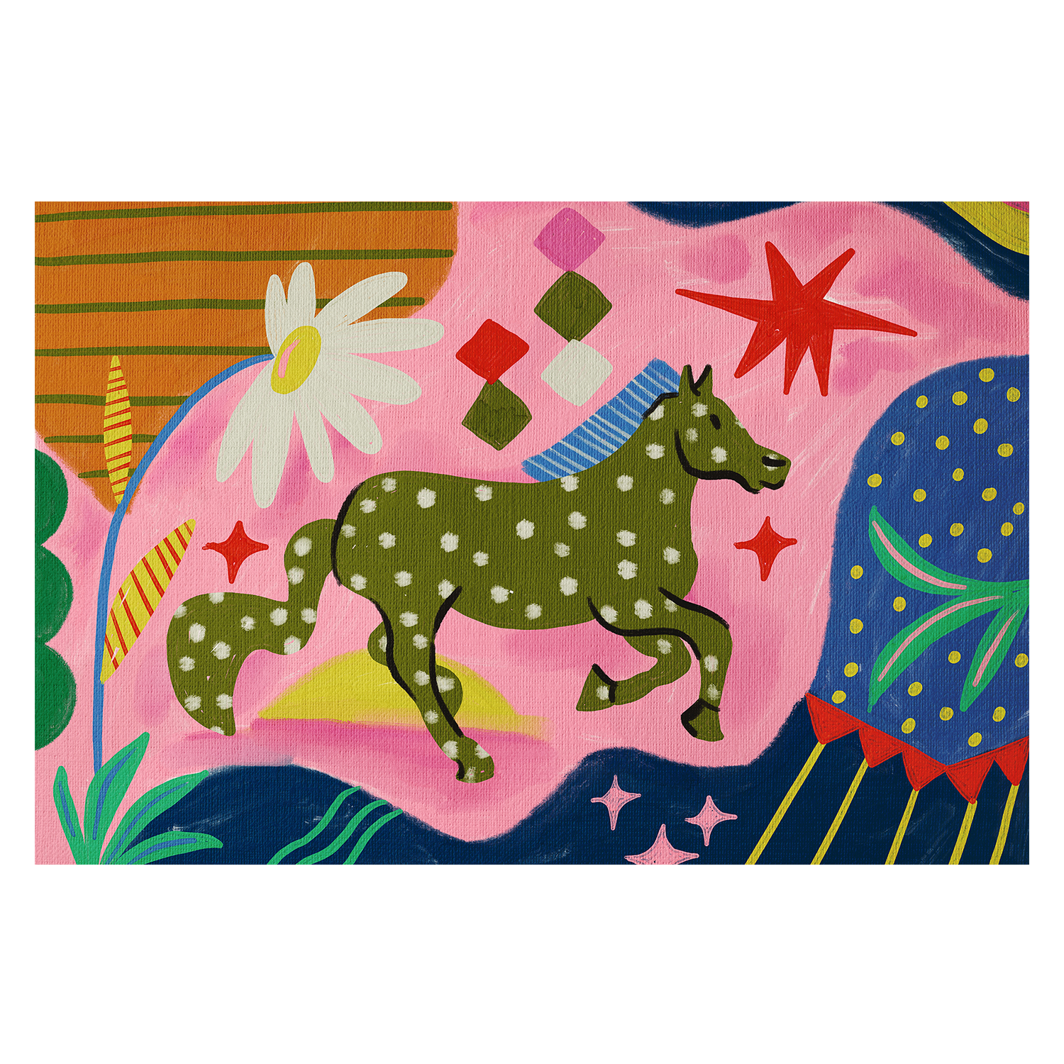 wall-art-print-canvas-poster-framed-Horse With Geometric , By Kartika Paramita-2