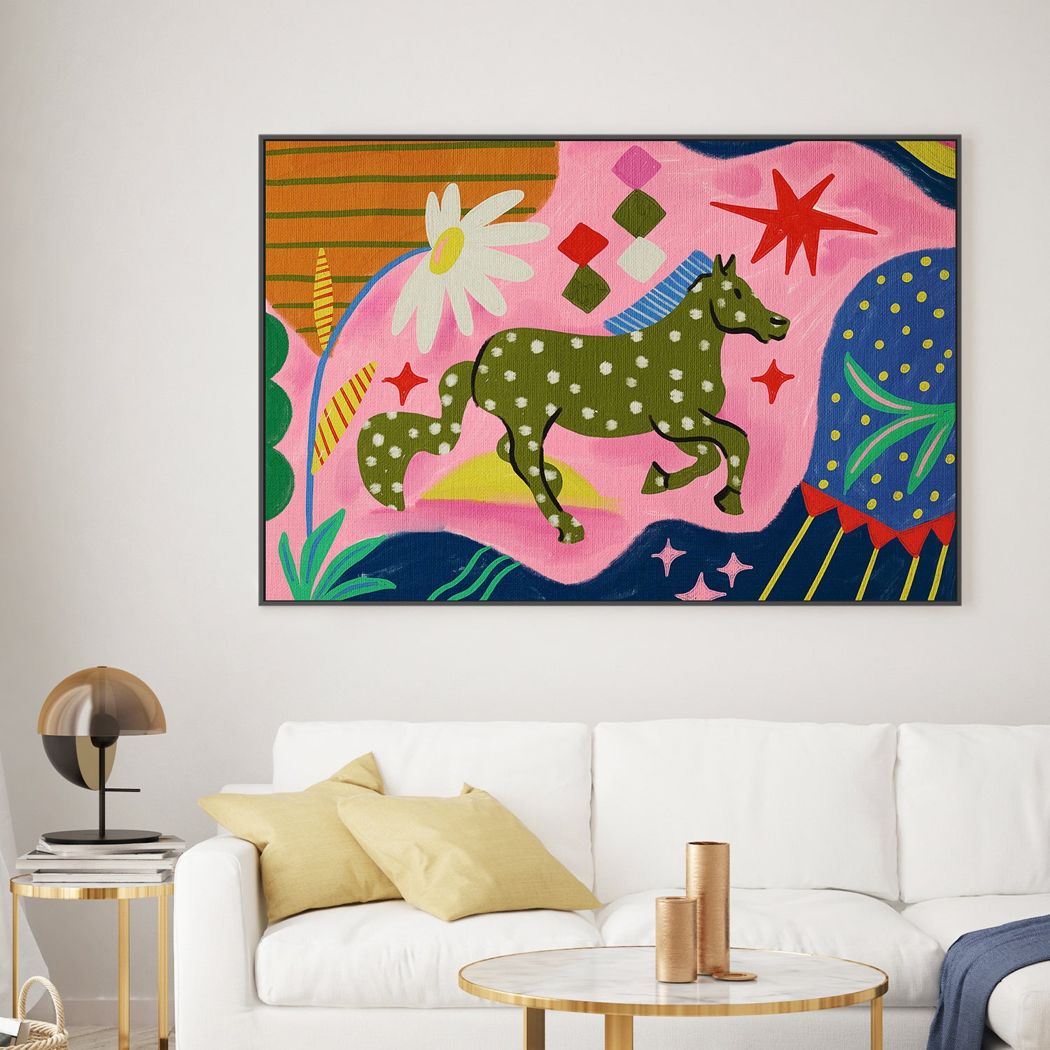 wall-art-print-canvas-poster-framed-Horse With Geometric , By Kartika Paramita-3