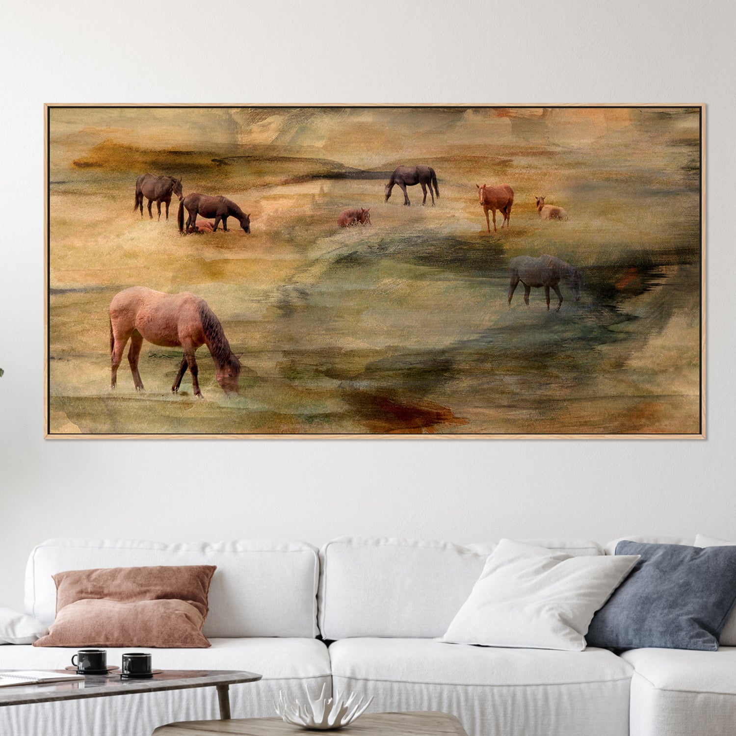 wall-art-print-canvas-poster-framed-Horses Grazing-2