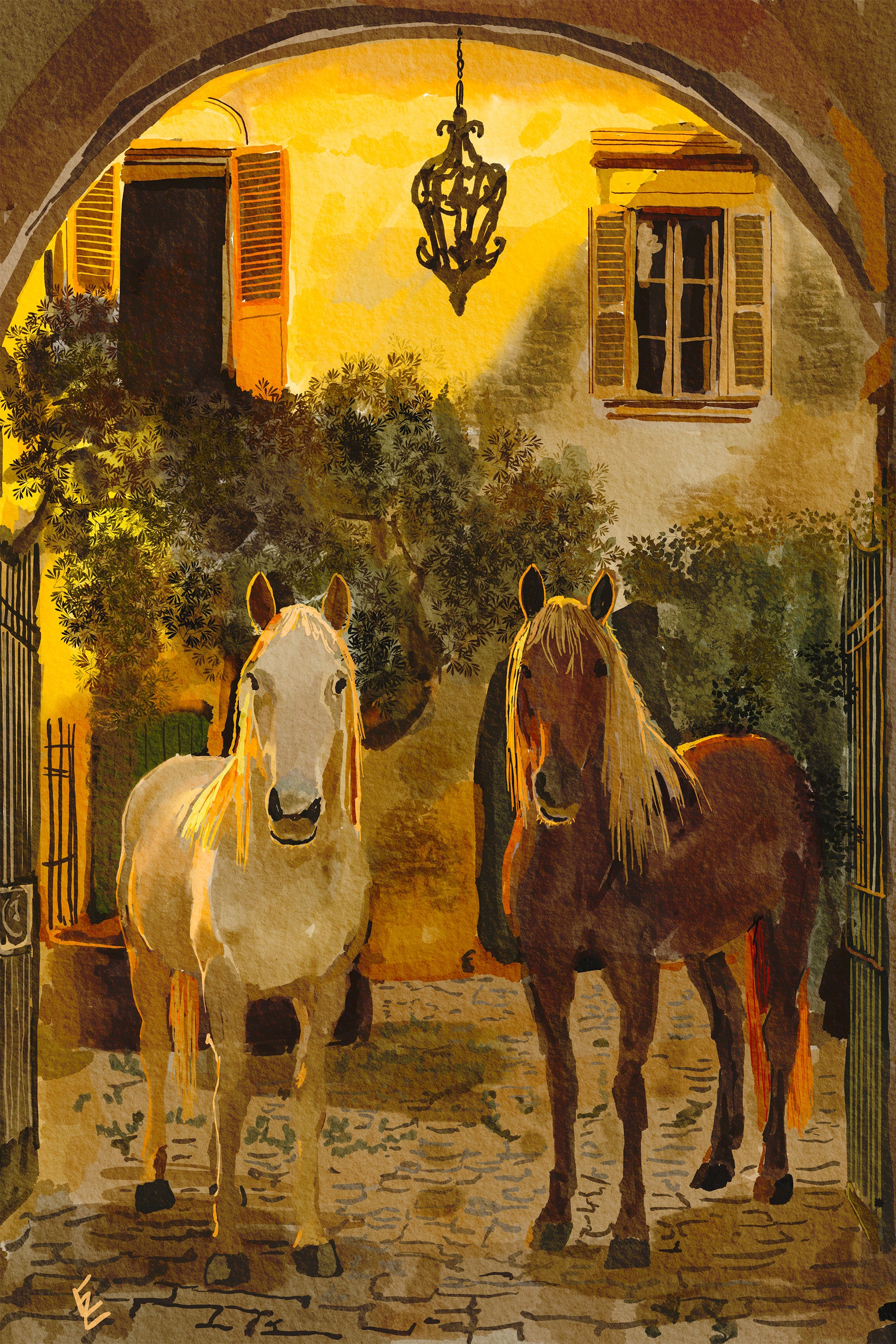 wall-art-print-canvas-poster-framed-Horses House-1