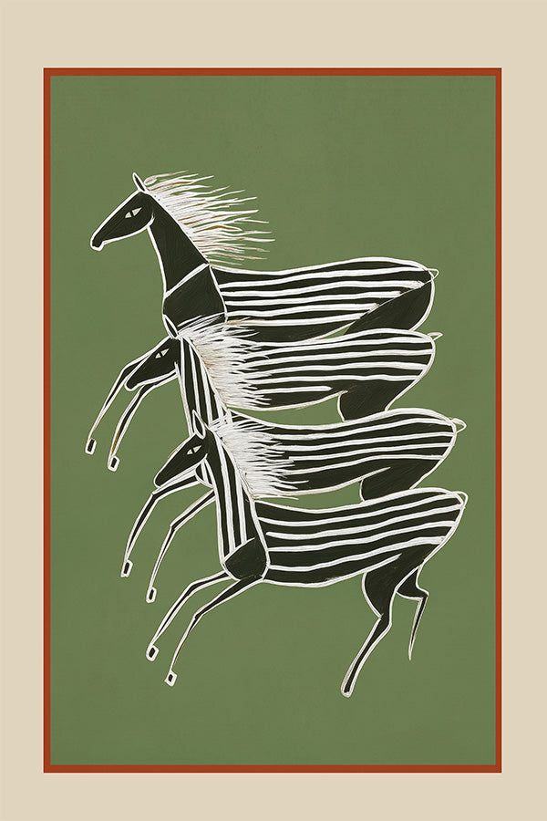 wall-art-print-canvas-poster-framed-Horses In Stripes-1