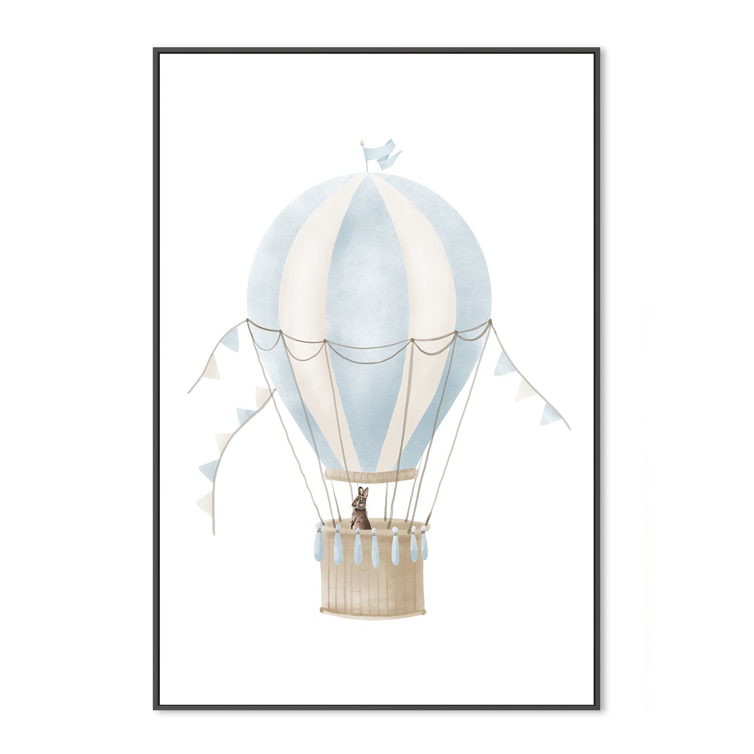 wall-art-print-canvas-poster-framed-Hot Air Balloon Blue Bunny , By At Viv Home Prints-3