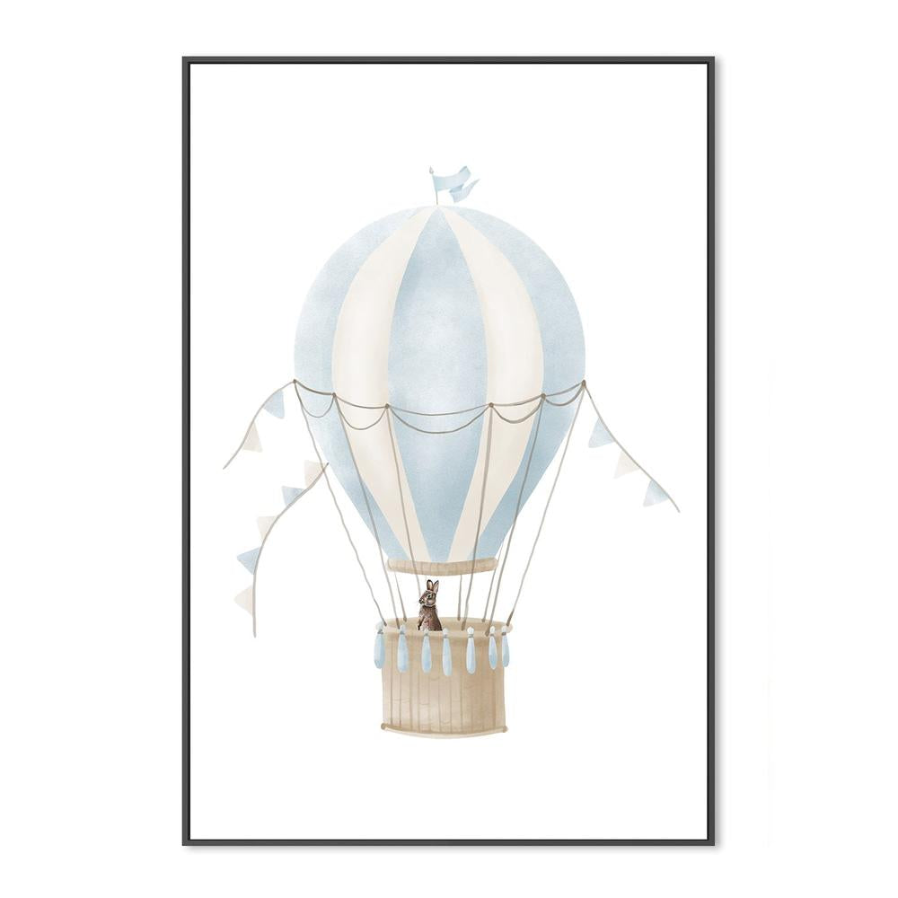 wall-art-print-canvas-poster-framed-Hot Air Balloon Blue Bunny , By At Viv Home Prints-3