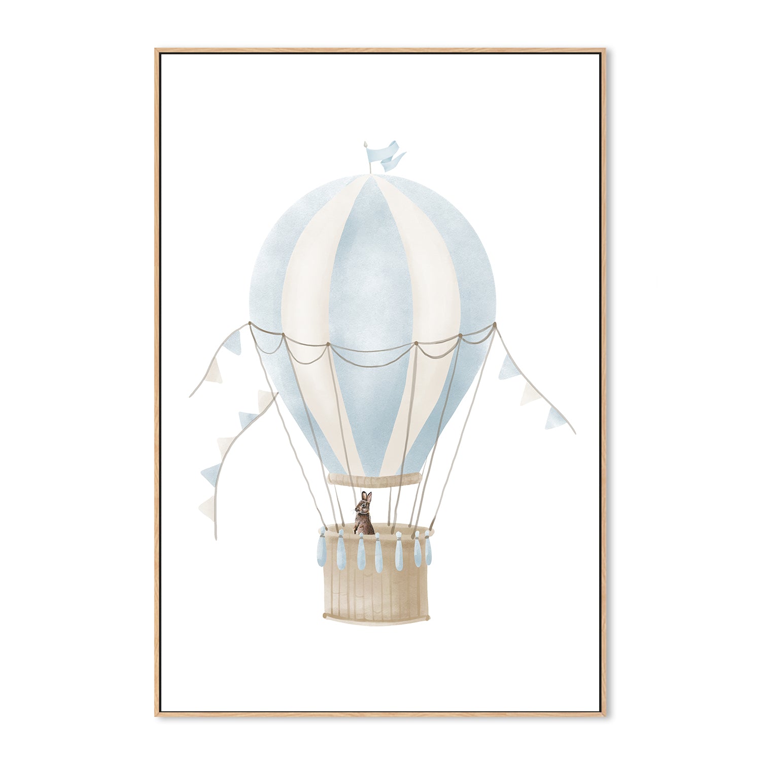 wall-art-print-canvas-poster-framed-Hot Air Balloon Blue Bunny , By At Viv Home Prints-4
